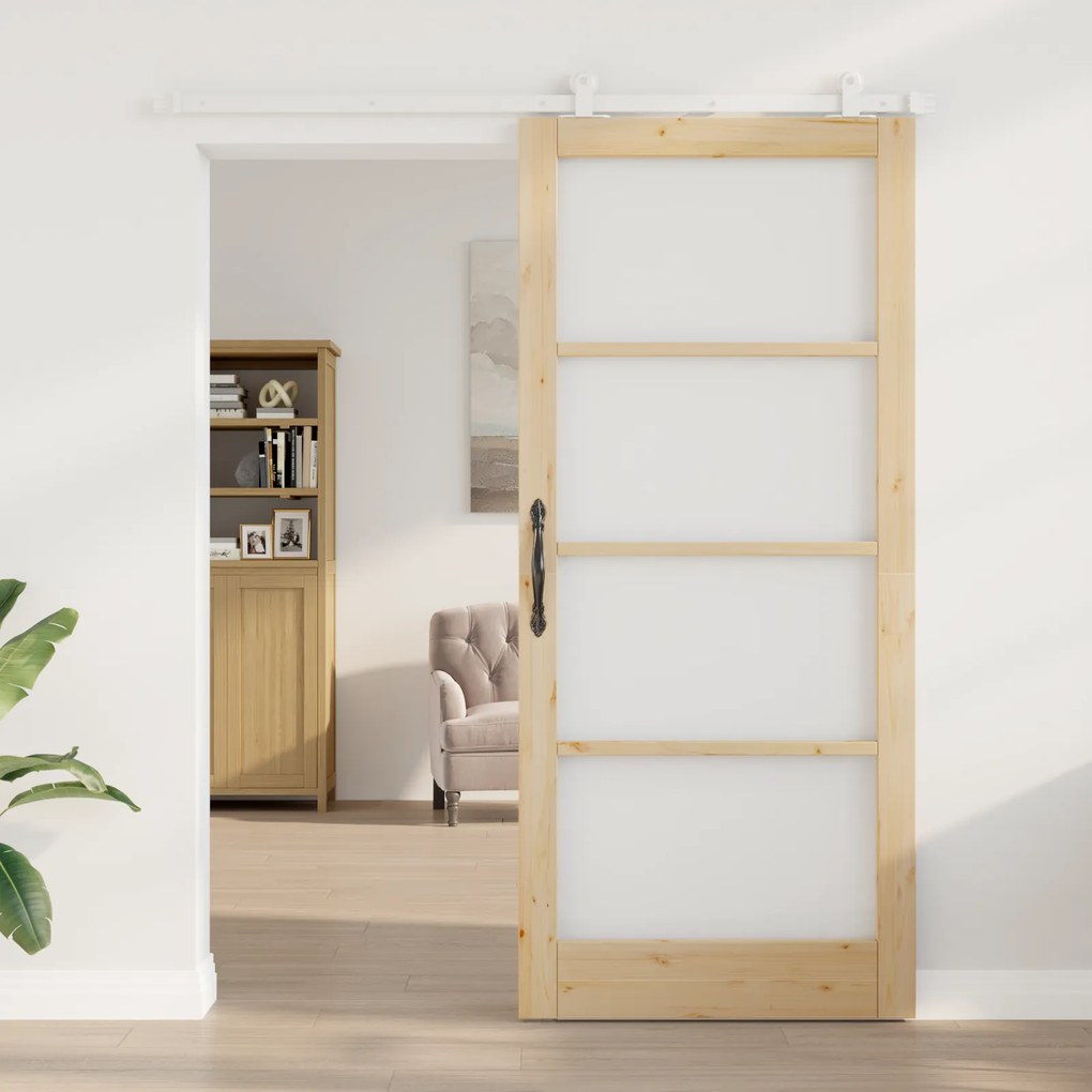Porta Deslizante vidaXL com Conjunto de Hardware 'ORKDAL'Madeira Sólid