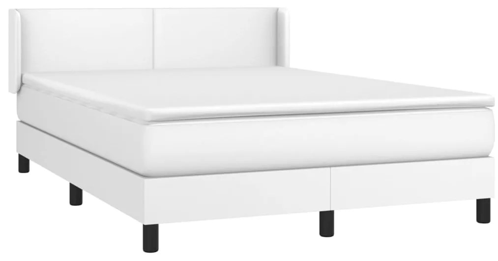 Cama com molas/colchão 140x200 cm couro artificial branco