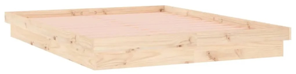 Estrutura de cama c/ LED 140x190 cm madeira maciça