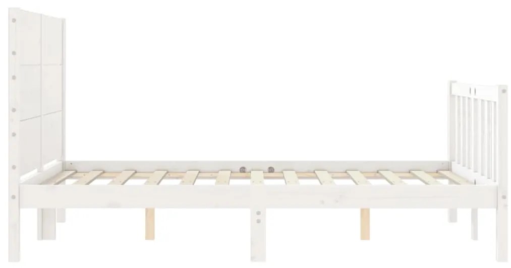 Cama sem colchão 140x190 cm madeira de pinho maciça branco