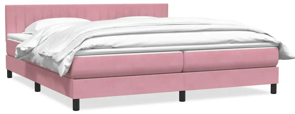 Cama com molas/colchão rosa 180x220 cm veludo