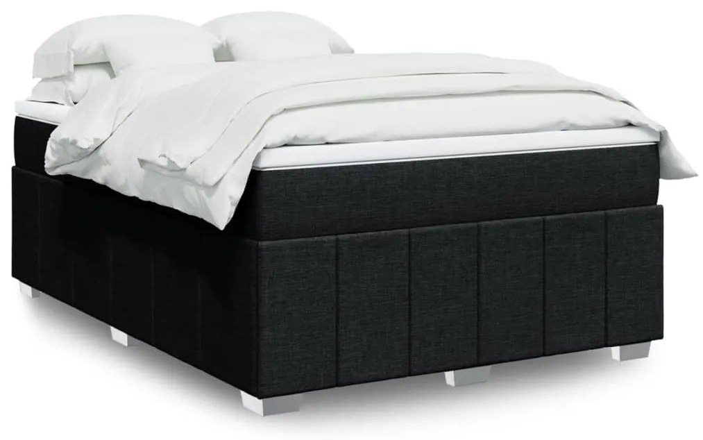 vidaXL Cama com molas/colchão 160x200 cm tecido preto