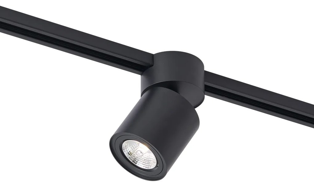 Foco moderno preto para sistema de calha monofásico GU10 70mm - Iconic Roto Moderno