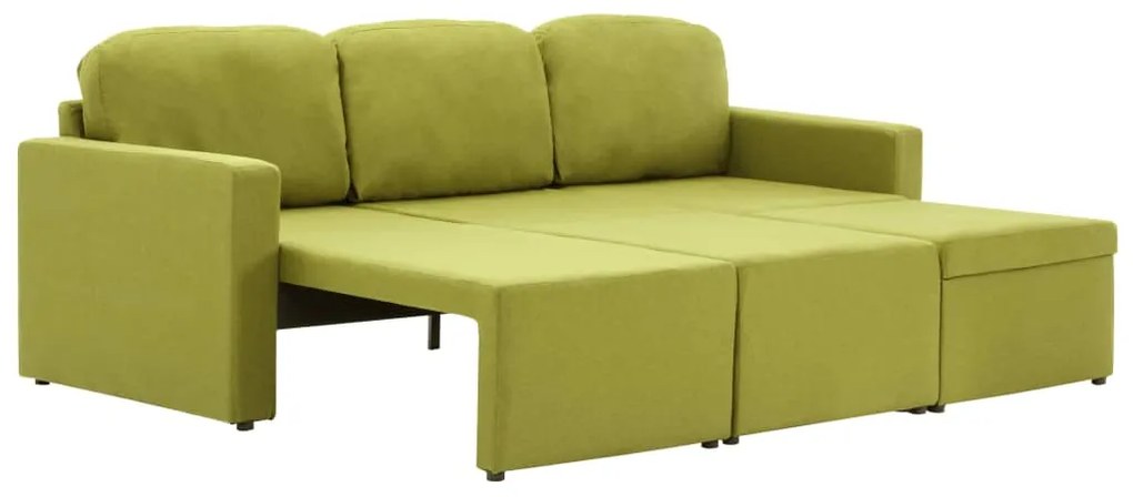 Sofá-cama modular de 3 lugares tecido verde