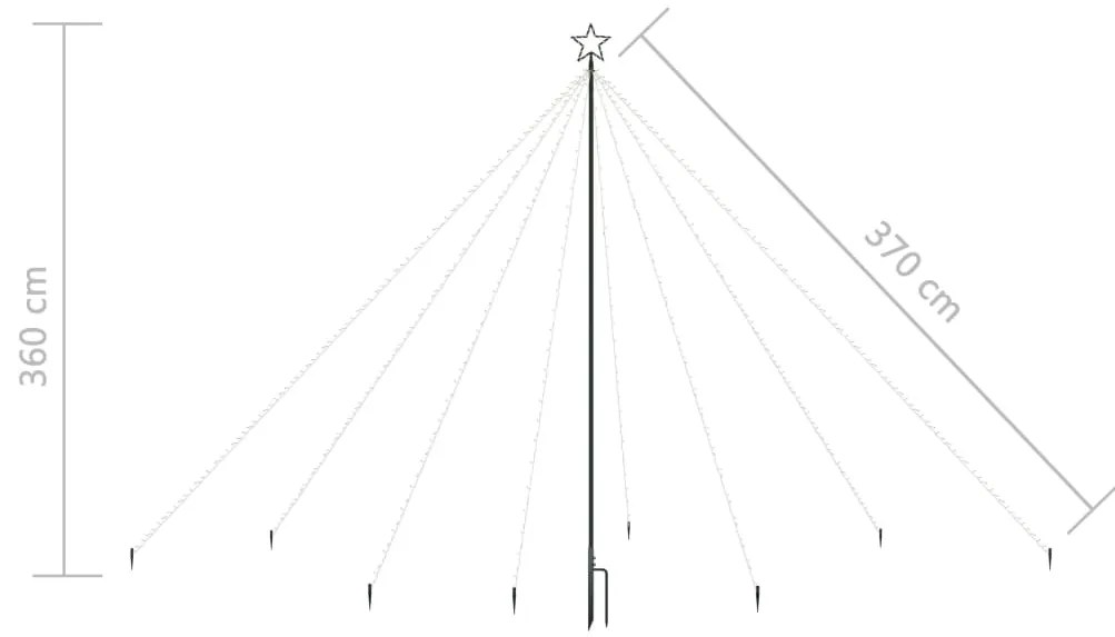 Iluminação cascata p/ árvore Natal int/ext 576 luzes LED 3,6 m