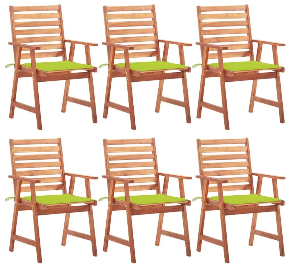 Cadeiras de jantar p/ jardim 6 pcs c/ almofadões acácia maciça