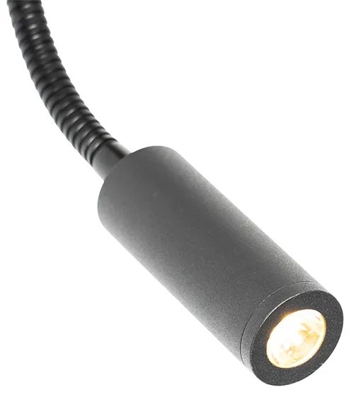 LED Candeeiro de parede moderno preto com candeeiro de leitura 2 luzes - Saffira Brescia Moderno