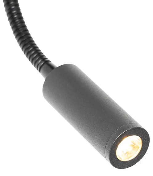 LED Moderno candeeiro de parede preto com candeeiro de leitura 2-luz - Saffira Brescia Moderno