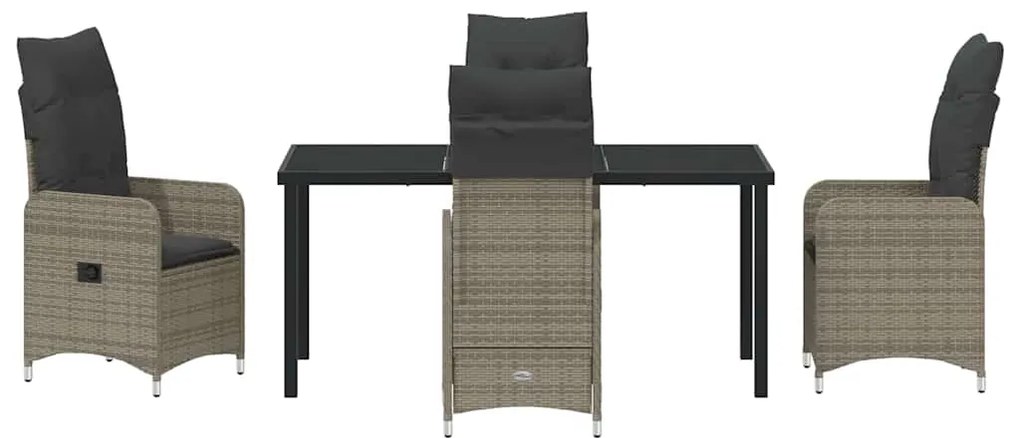 Conjunto de Jantar para Jardim 5 Peças com Almofadas em Rattan Sintéti