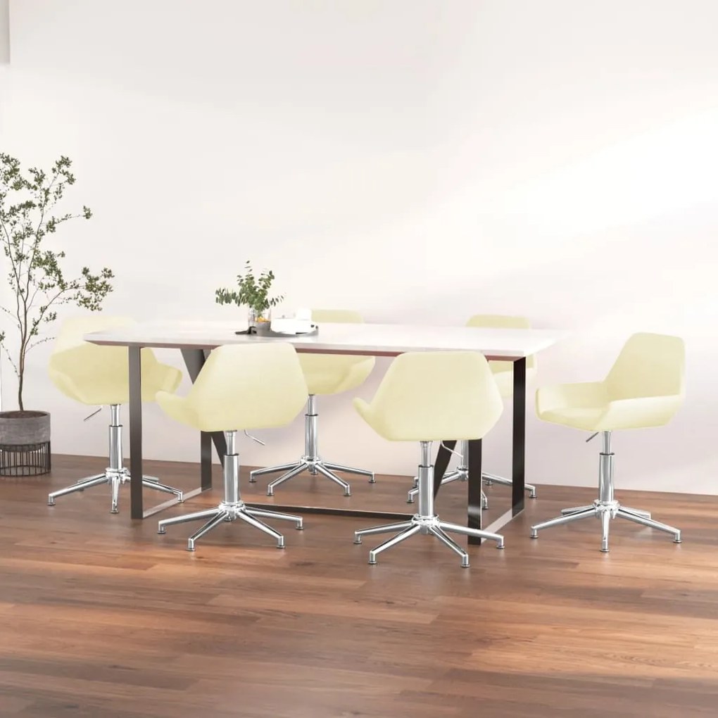 vidaXL Cadeiras de jantar giratórias 6 pcs tecido cor creme