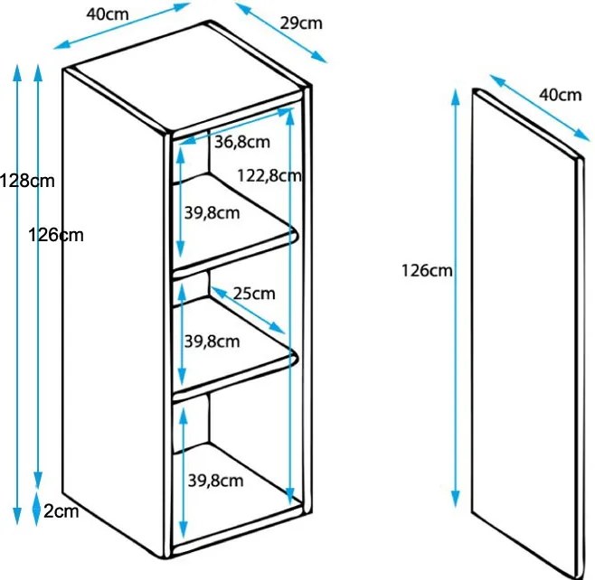 Armário Alto Penalva – 40x128 cm – Preto com Pés – Design Moderno