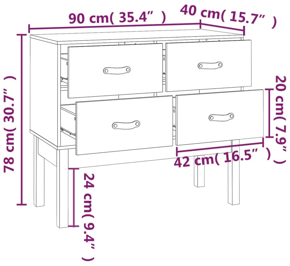 Mesa consola 90x40x78 cm madeira de pinho maciça branco