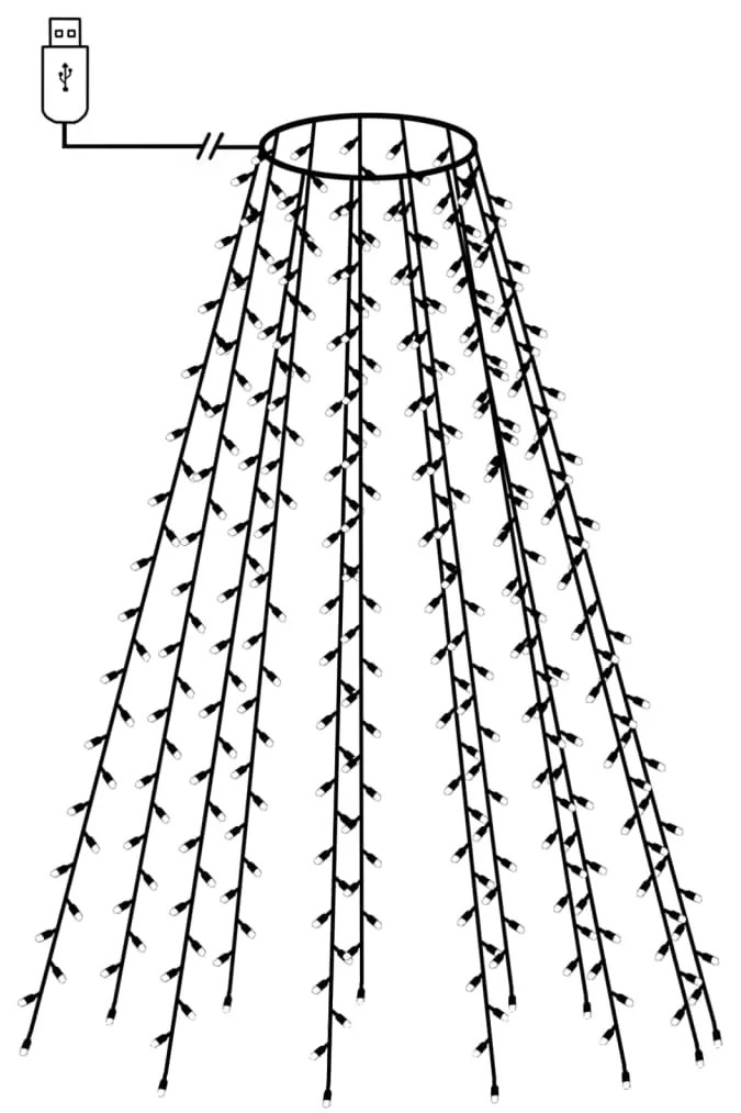 Cordão de luzes árvore de Natal 210 luzes LED 210 cm azul