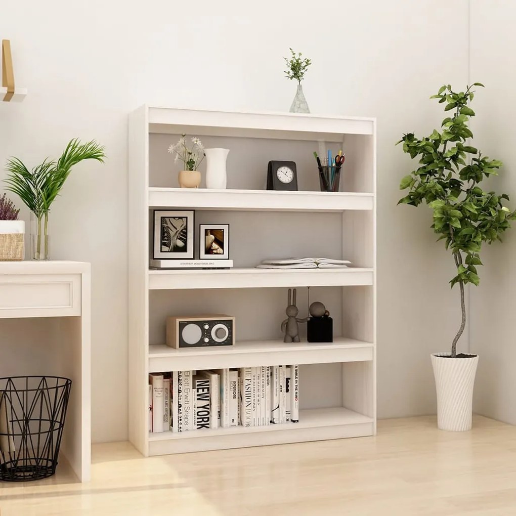 808219 vidaXL Estante/divisória 100x30x135,5 cm pinho maciço branco