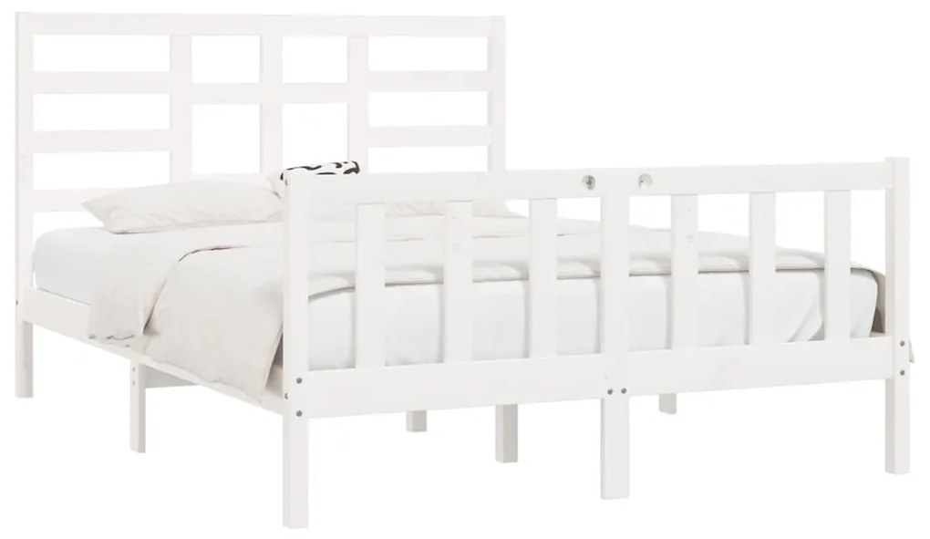 Estrutura de cama 120x200 cm pinho maciço branco