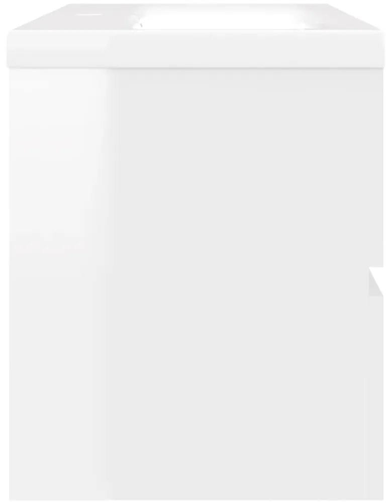 Armário lavatório + lavatório embutido contra. branco brilhante