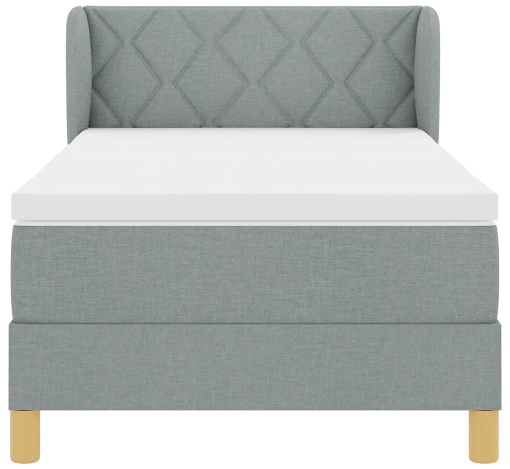 Cama Box com Colchão vidaXL - Cinza Claro, 90x200 cm, Tecido