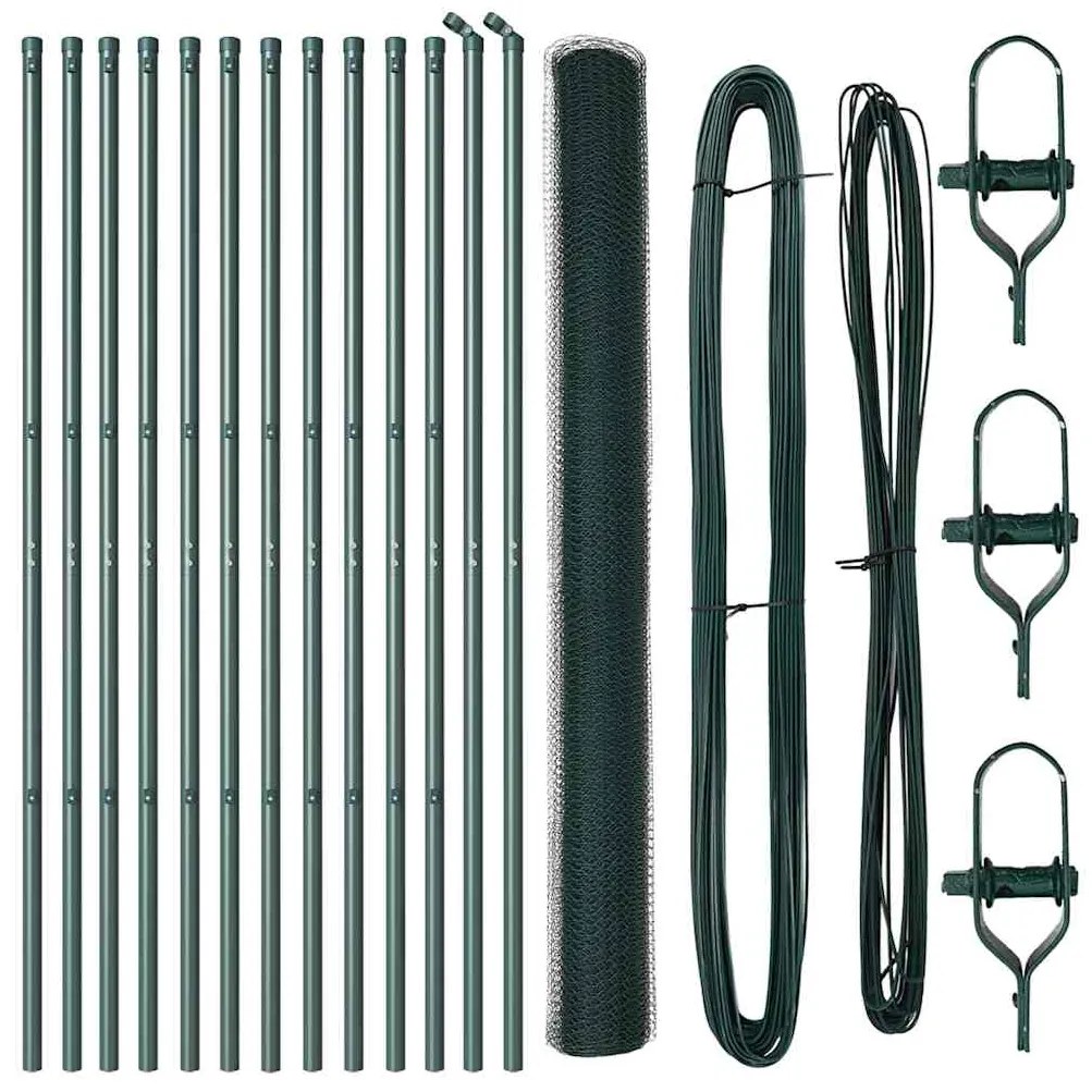 Conjunto de Cerca Conjunto de 2 Verde Metal 25 x 1,5 m Durável