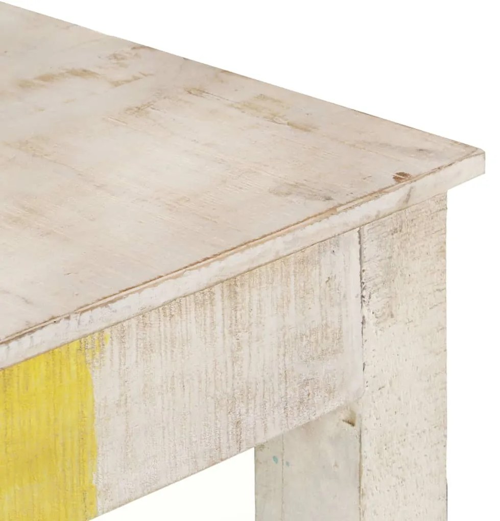 Mesa consola 115x35x77 cm madeira de mangueira áspera branco