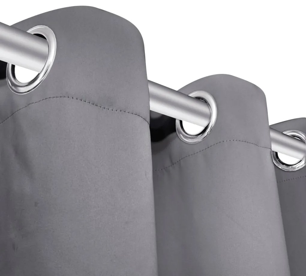Cortinas opacas com anéis metálicos, cinzento, 2 pcs,135 x 245 cm
