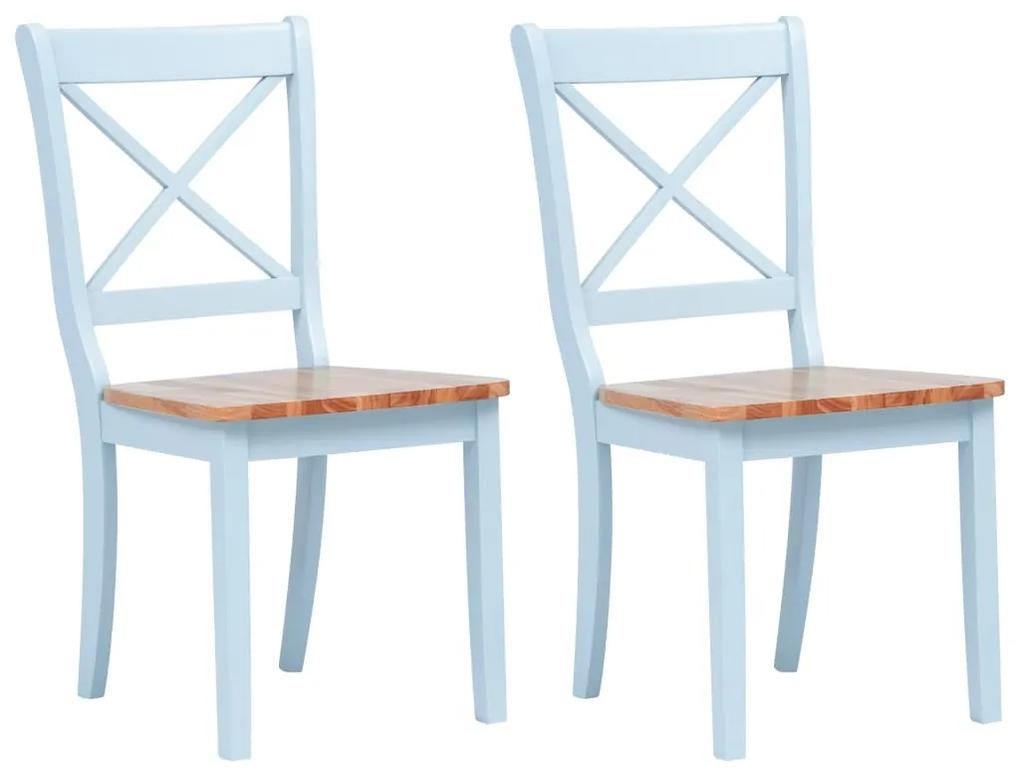 247360 vidaXL Cadeiras de jantar 2 pcs seringueira maciça cinza/madeira clara