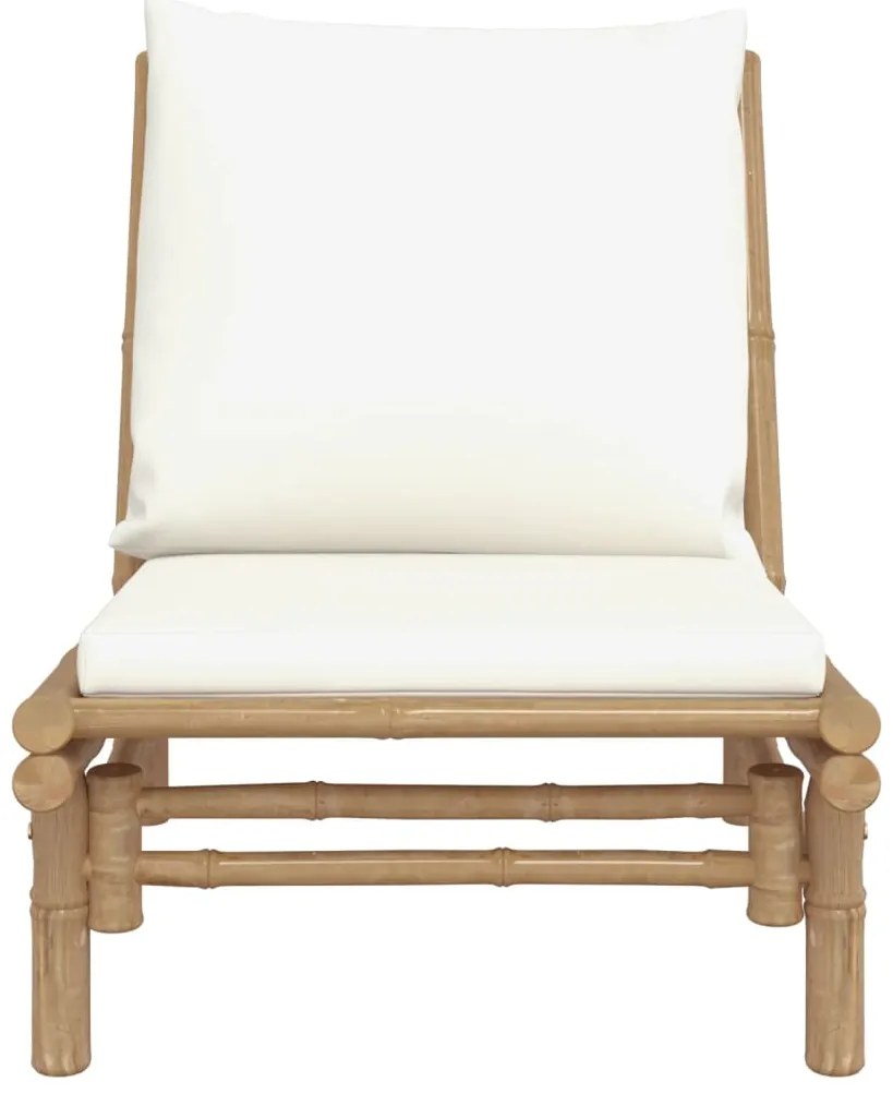 Cadeiras de jardim 2pcs bambu com almofadões branco nata