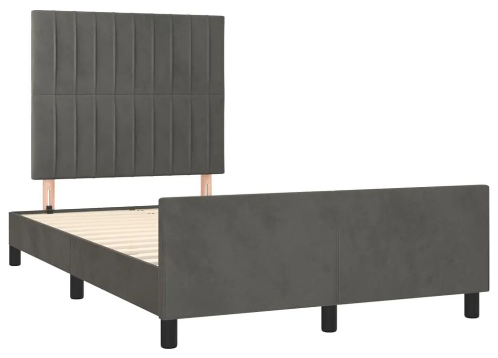 Estrutura de cama sem colchão 120x190 cm Veludo cinza escuro