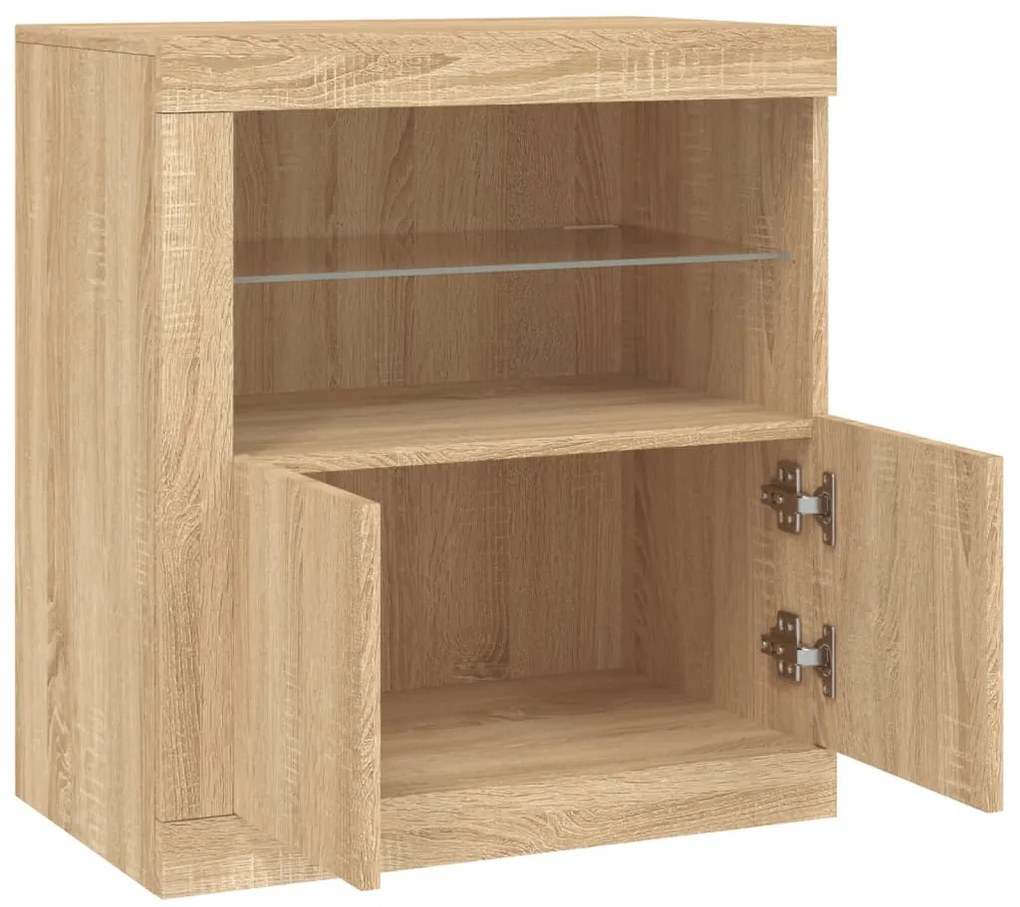 Aparador com luzes LED 60,5x37x67 cm carvalho sonoma