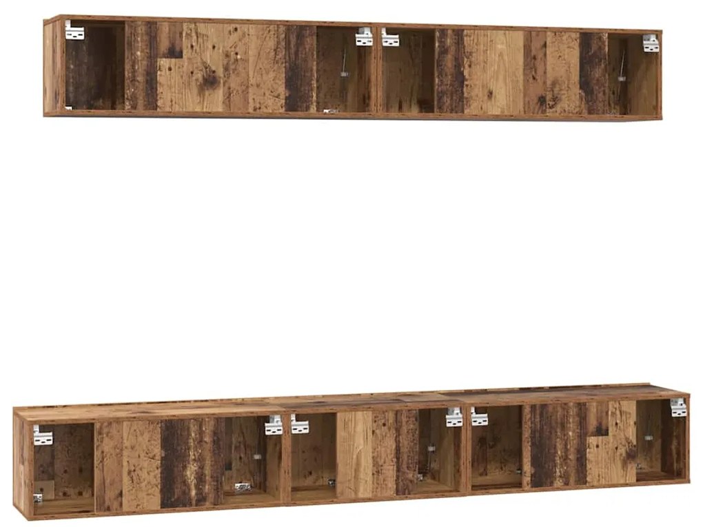 Conjunto de Estantes para TV 5 pcs Madeira antiga Médio