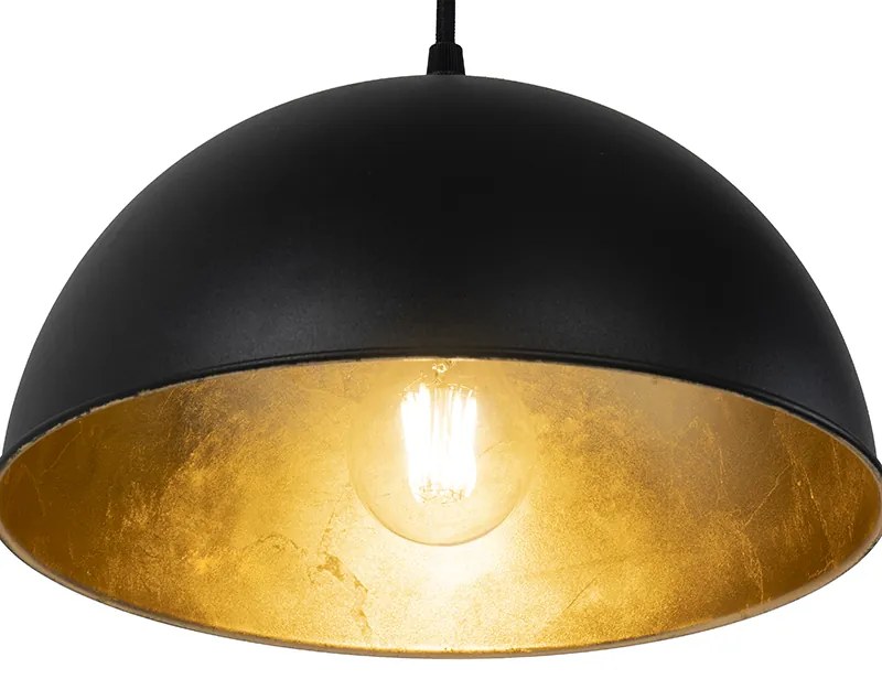 LED Candeeiro de suspensão inteligente preto com dourado 3 luzes incl. Wifi A60 - Magnax Industrial