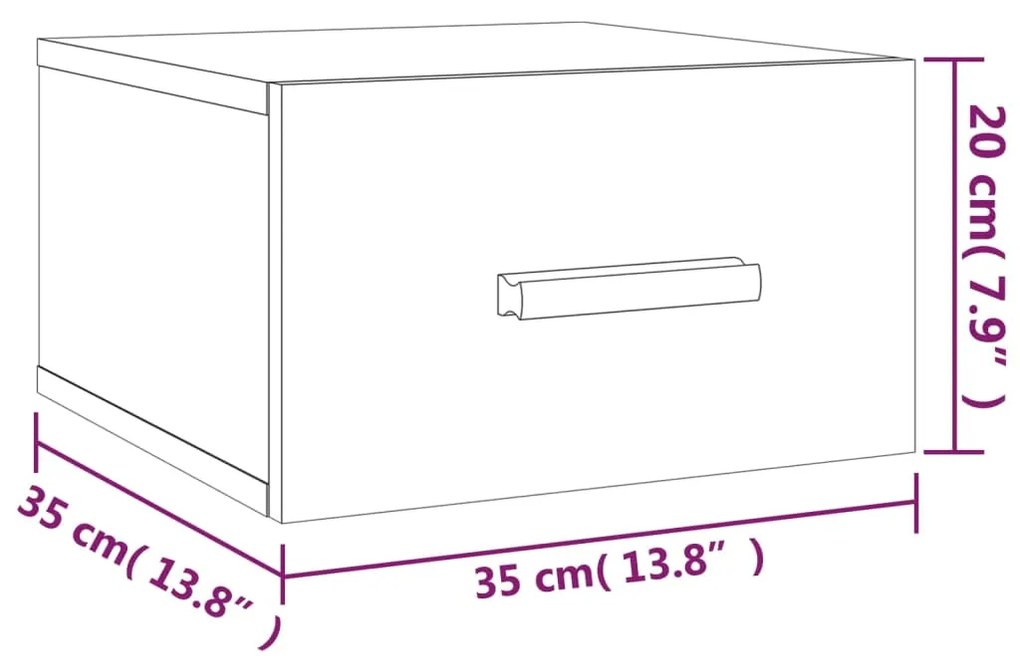 Mesas de cabeceira parede 2 pcs 35x35x20 cm cinza cimento