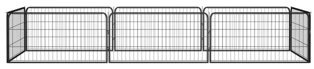 Parque p/ cães c/ 8 painéis 100x50 cm aço revestido a pó preto