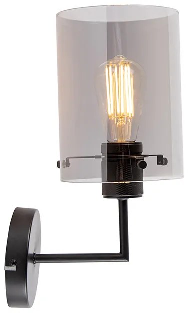 Candeeiro de parede design preto com vidro fumê - Dome Design