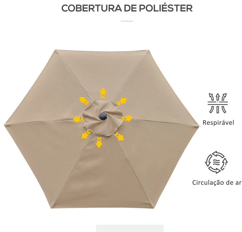 Outsunny Chapéu de Sol de Jardim Ø230x216 cm Chapéu de Sol de Terraço