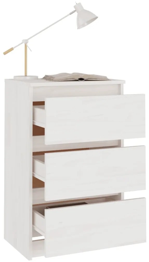 Mesas de cabeceira 2 pcs 40x29,5x64 cm pinho maciço branco