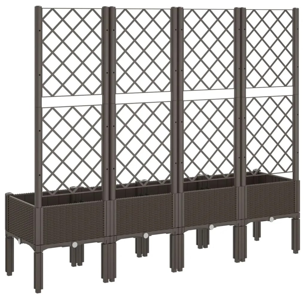 Vaso/floreira de jardim c/ treliça 160x40x142 cm PP castanho