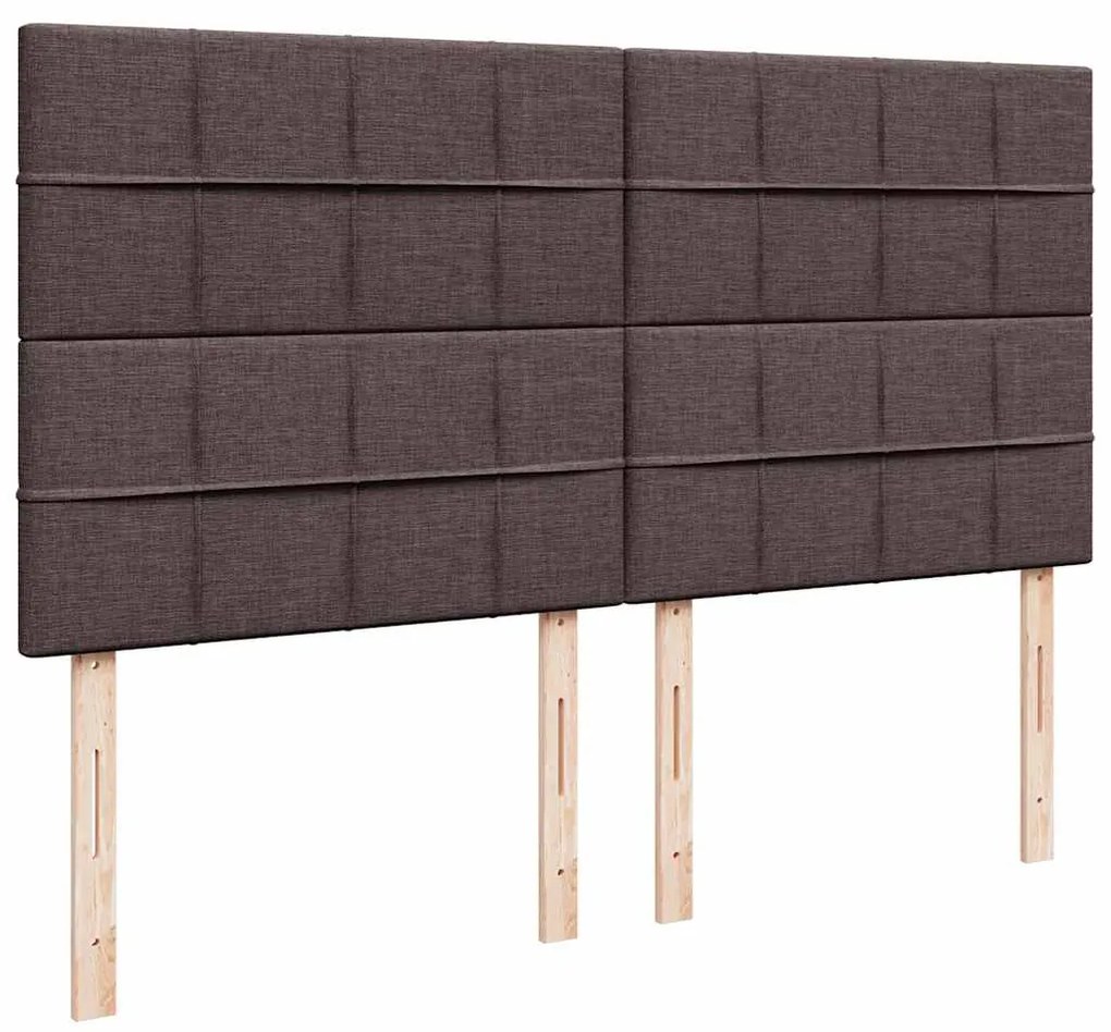 Cama com molas/colchão 200x200 cm tecido castanho-escuro
