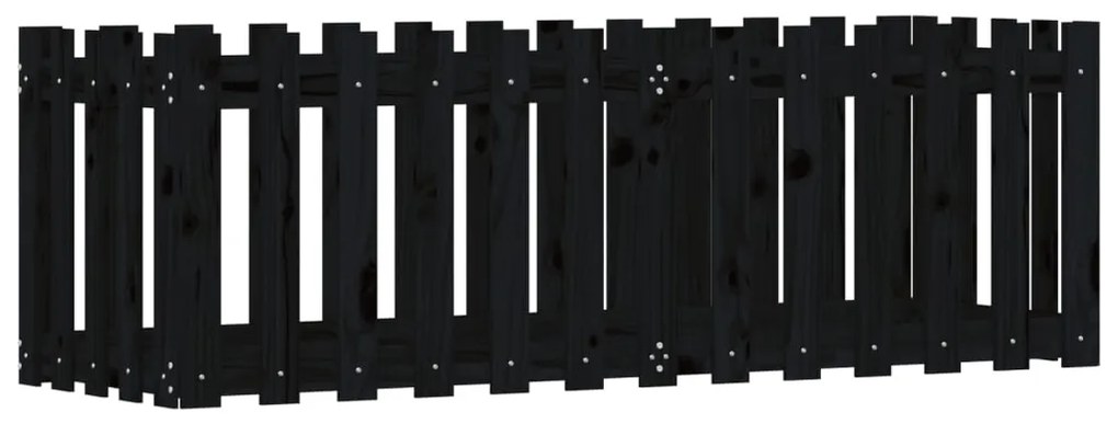 Canteiro elevado c/ design cerca 150x50x50cm pinho maciço preto