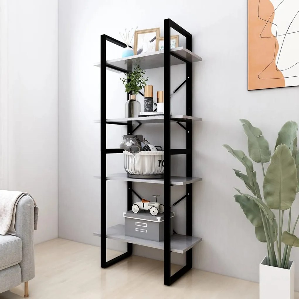 806441 vidaXL Estante 4 prateleiras 60x30x140 cm contrapl. cinzento-cimento
