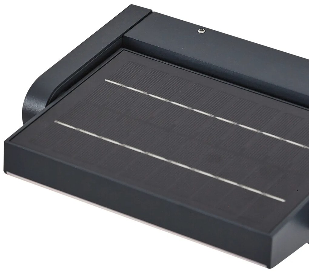 Candeeiro de parede exterior preto com LED IP54 e sensor de movimento solar - Judge Moderno
