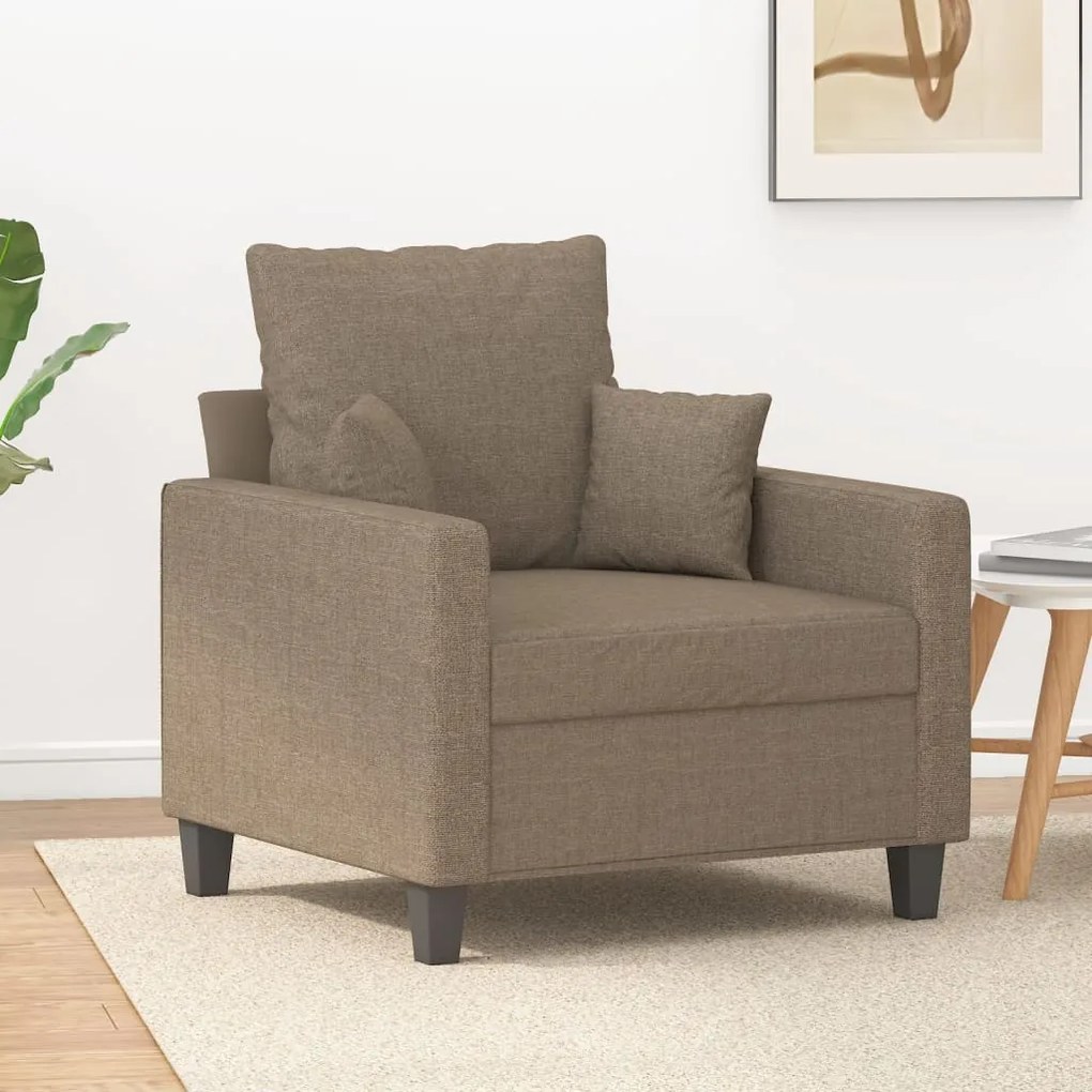 vidaXL Poltrona tecido 60 cm cinzento-acastanhado