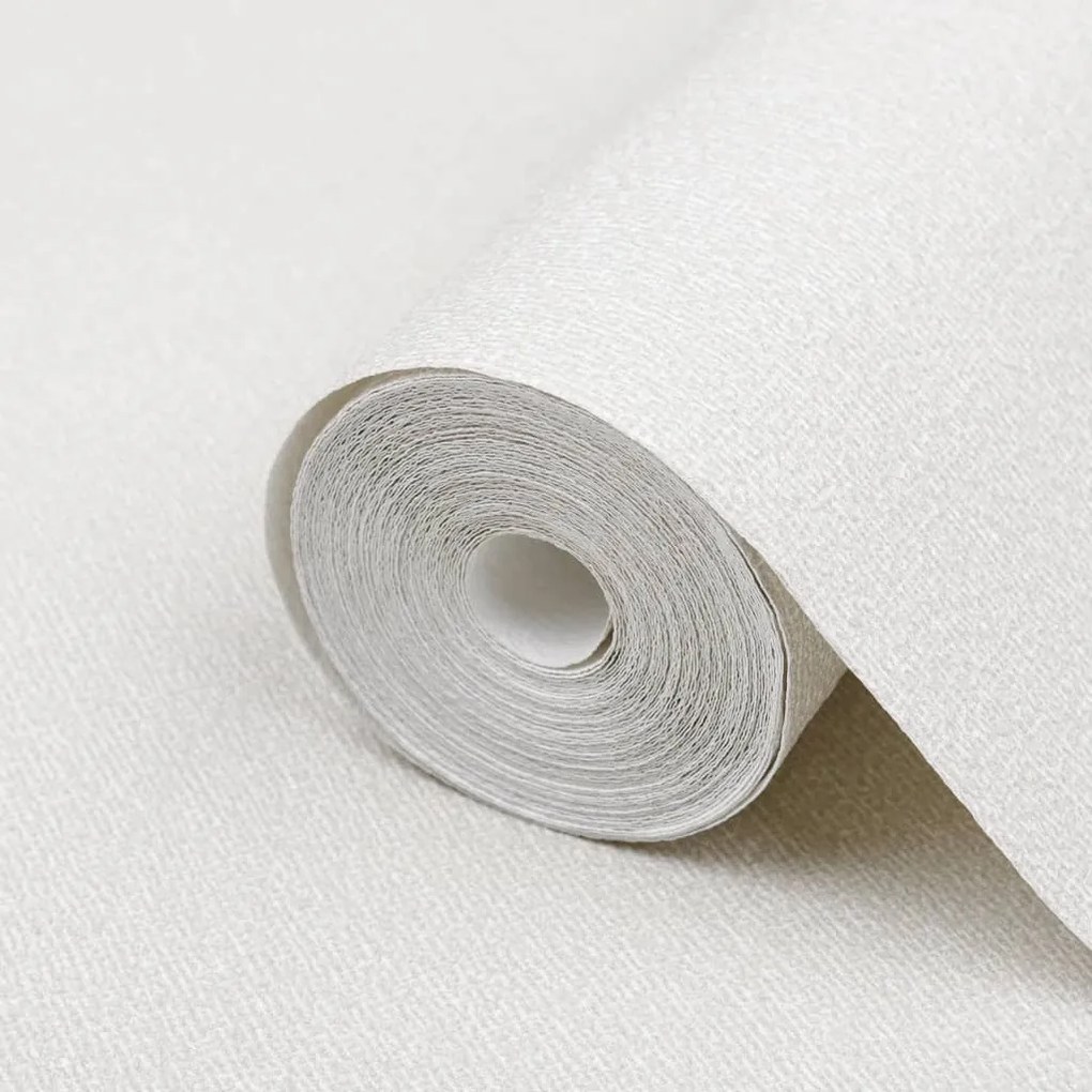 Papel parede 3D 10x0,53 m tecido não-tecido branco sólido