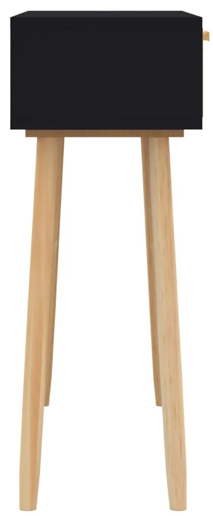 Mesa consola 80x30x75 cm pinho maciço e vime natural preto