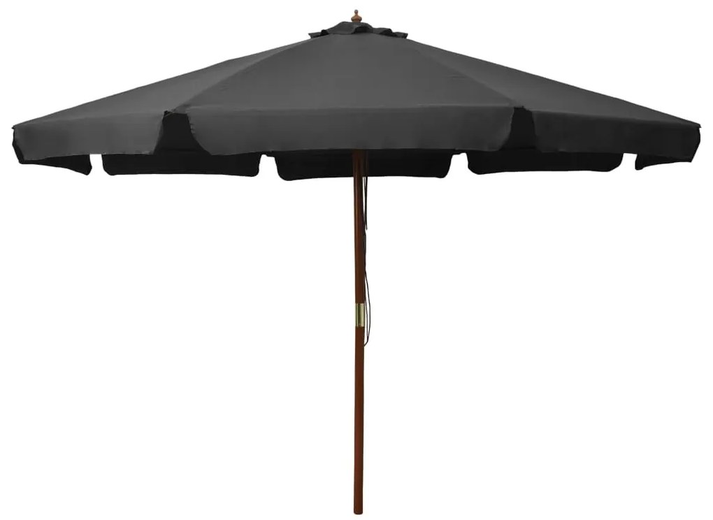 vidaXL Guarda-sol de exterior com poste de madeira 330 cm antracite