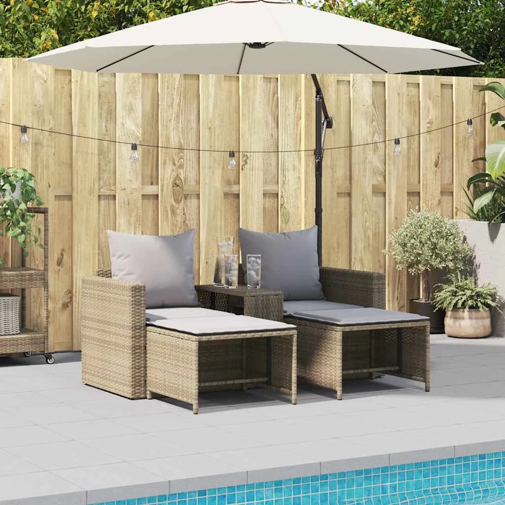 5 pcs conjunto sofás de jardim c/ almofadões empilhável vime PE