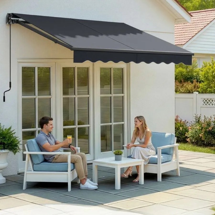 Toldo varanda articulado 250 x 200 cm com manivela para uma proteção solar fiável, cinzento