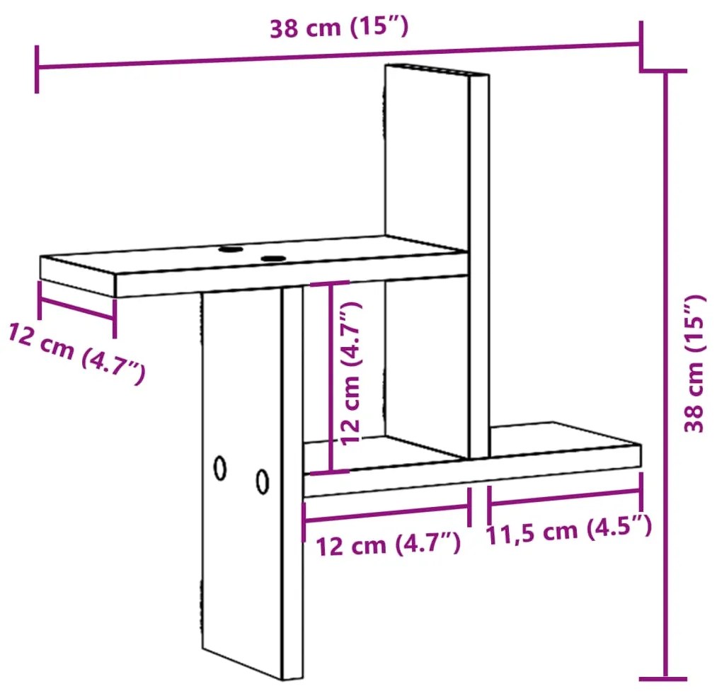 Prateleiras de parede 2 pcs derivados madeira carvalho castanho