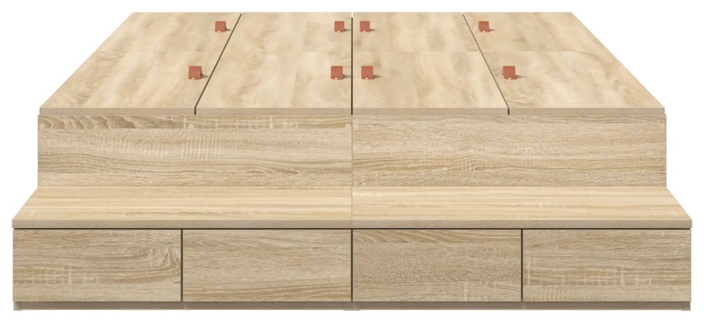 Estrado de Cama com Armazenamento Carvalho Sonoma 120x200 cm