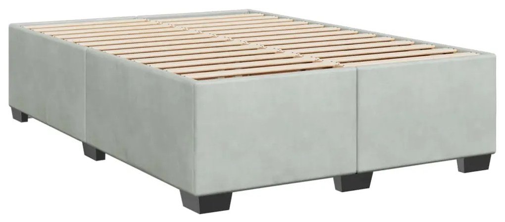 Cama com molas/colchão 140x200 cm veludo cinzento-claro