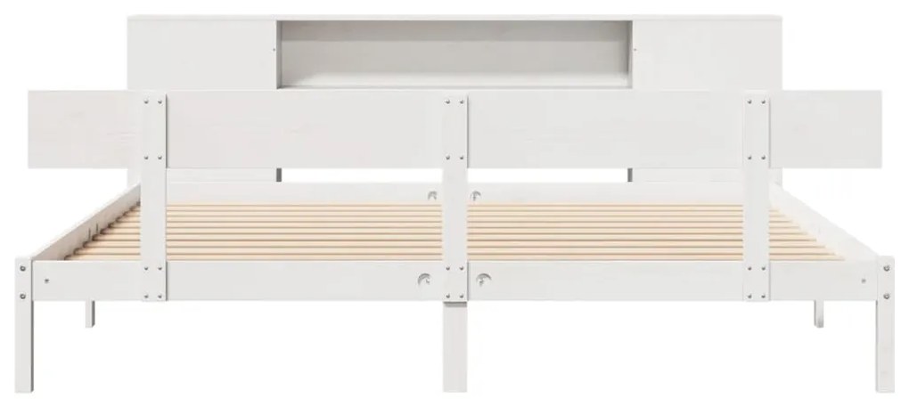 Cama com estante sem colchão 180x200 cm pinho maciço branco